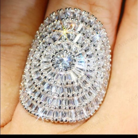 *NEW 925 Silver Shining Huge 21 CT Engagement Ring main image 3